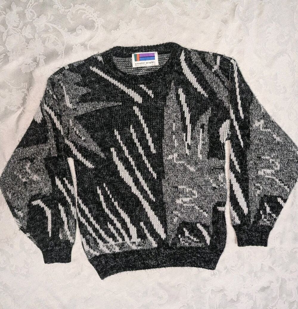 Vintage 80s Sweater Graphix Sweater Mens Large Geometric Pattern Acrylic 90s